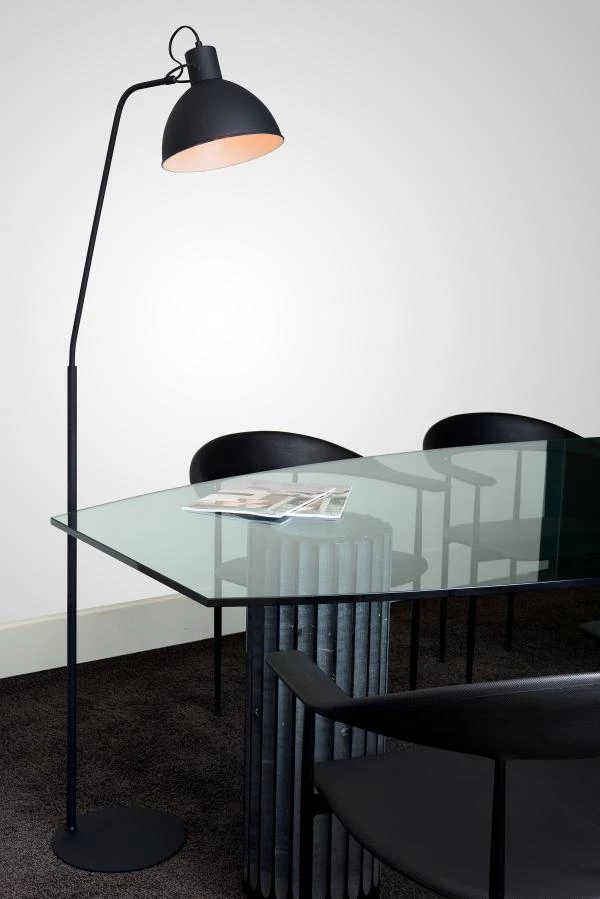 Lucide SHADI - Lampadaire / lampe de lecture - 1xE27 - Noir - ambiance 1